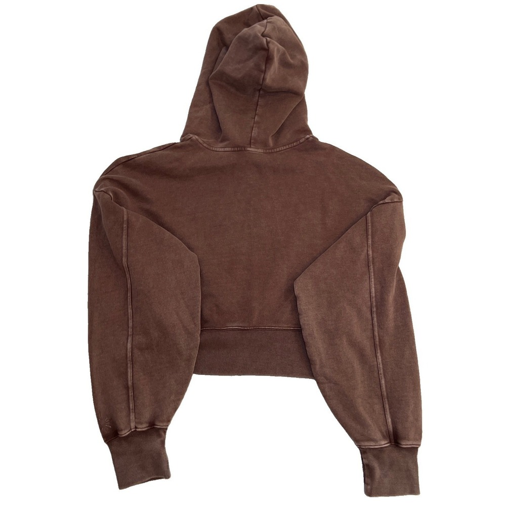 OFFLINE by Aerie Cropped Hoodie Women XL Brown Washed Thumbhole Pullover - Picture 2 of 9